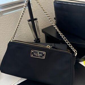 kate spade Black Nylon Shoulder Bag with Gold Chain